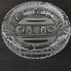 Beautiful Vintage Bohemian Czech Queen Lace Hand Cut Crystal Ashtray